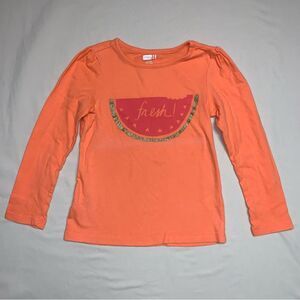 Watermelon Shirt Girl Small 5-6 Orange Fruit Long Sleeve  Top Blouse Fall Winter